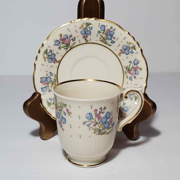 Syracuse China Demitasse Teacup and Saucer Forget Me Not - Picture 8 of 8